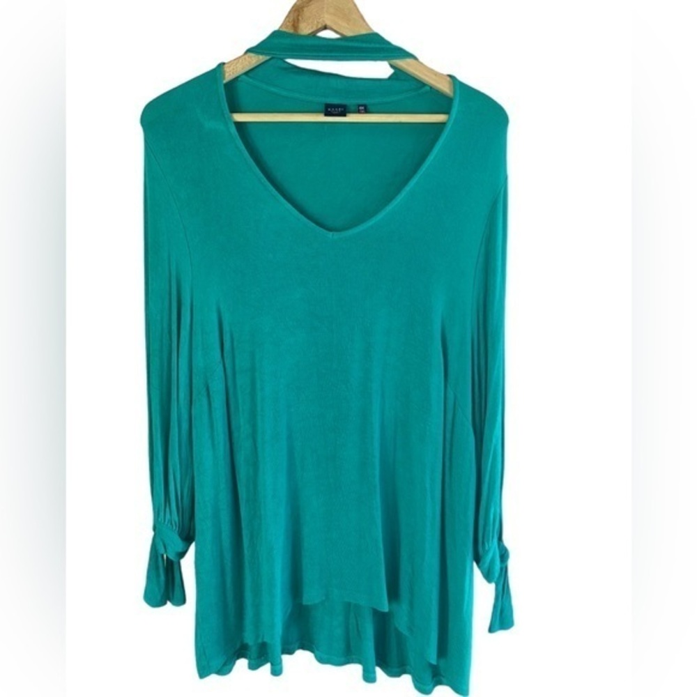 Kaari Blue women’s curvy teal blue lightweight 3/4 sleeve sweater size 0X 12/14